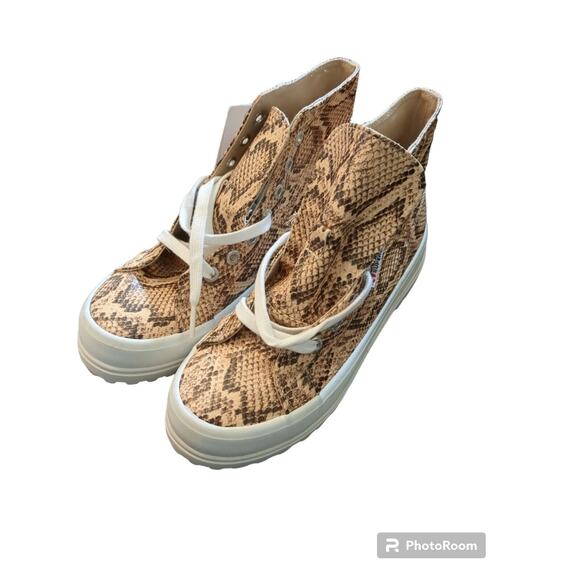 Superga Women's High top Textured Sneakers Brown SZ 6 - Picture 1 of 4